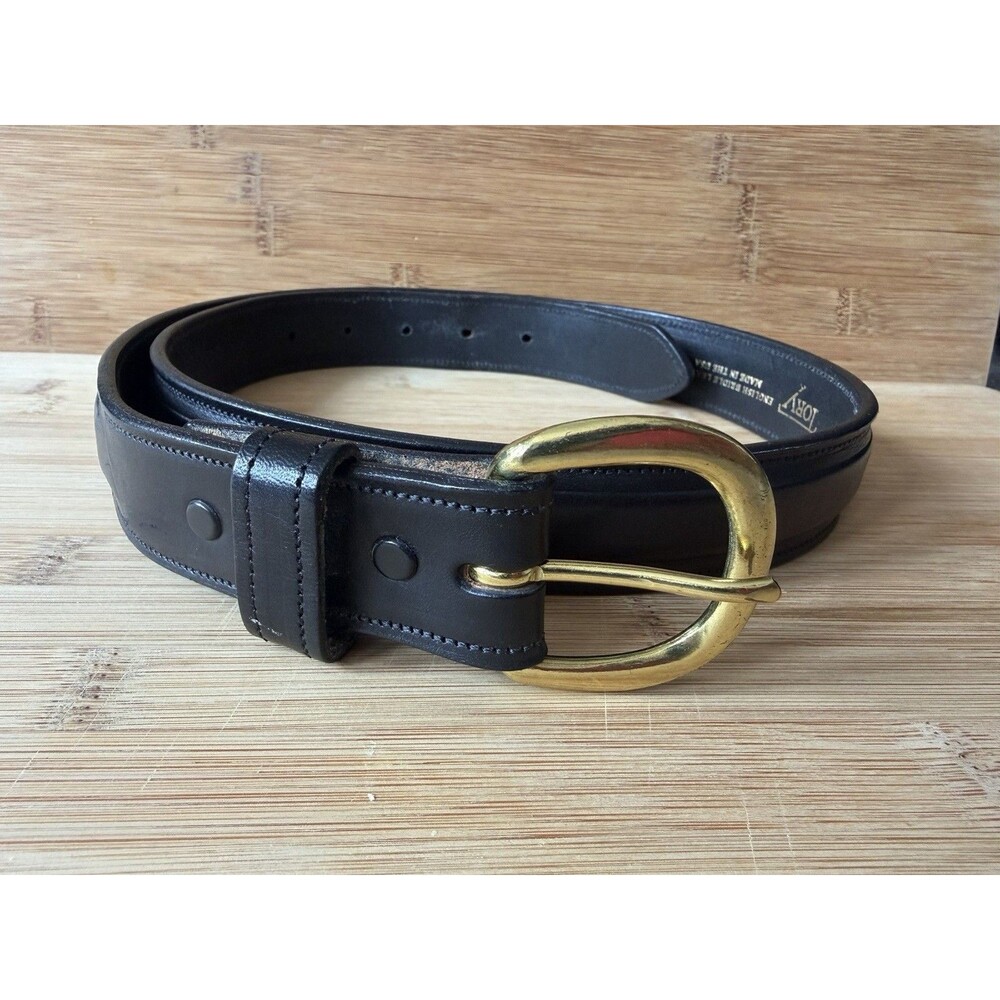 Tory English Bridle Leather Raised  Stitch Black Belt Riding Show Belt 36